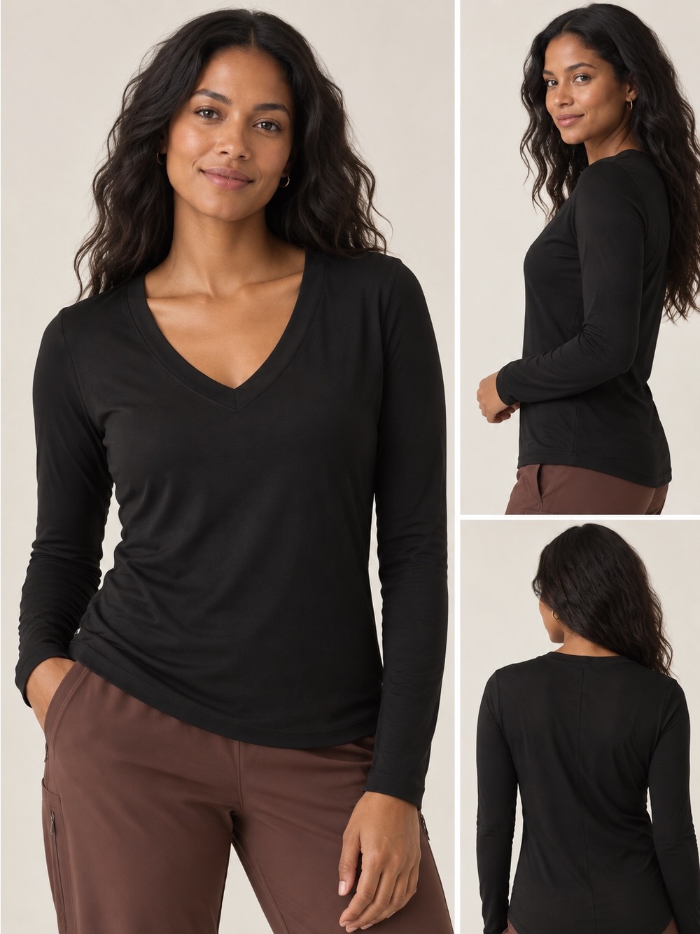 NWT Athleta Outbound V-Neck Top Black